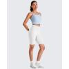 imageG4Free Barefeel Cropped Workout Tops for Women Built in Bra Removable Padded Longline Sports Bras Racerback Yoga TopsLight Denim