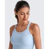 imageG4Free Barefeel Cropped Workout Tops for Women Built in Bra Removable Padded Longline Sports Bras Racerback Yoga TopsLight Denim
