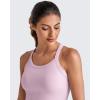 imageG4Free Barefeel Cropped Workout Tops for Women Built in Bra Removable Padded Longline Sports Bras Racerback Yoga TopsPink