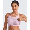 imageG4Free Barefeel Cropped Workout Tops for Women Built in Bra Removable Padded Longline Sports Bras Racerback Yoga TopsPink