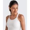 imageG4Free Barefeel Cropped Workout Tops for Women Built in Bra Removable Padded Longline Sports Bras Racerback Yoga TopsWhite