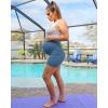 imageG4Free Barefeel Maternity Biker Shorts with Pockets Over The Belly Legging 5quot Pregnancy Yoga Pants Athletic WorkoutBlue Gray