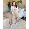 imageG4Free Barefeel Maternity Biker Shorts with Pockets Over The Belly Legging 5quot Pregnancy Yoga Pants Athletic WorkoutLight Khaki