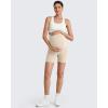 imageG4Free Barefeel Maternity Biker Shorts with Pockets Over The Belly Legging 5quot Pregnancy Yoga Pants Athletic WorkoutLight Khaki