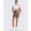 imageG4Free Barefeel Maternity Biker Shorts with Pockets Over The Belly Legging 5quot Pregnancy Yoga Pants Athletic WorkoutTaupe