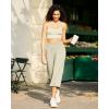 imageG4Free Capri Pants for Women Wide Leg Yoga Dress Capris with Pockets Cross Loose Casual Work Crop PantsApricot