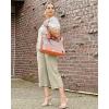 imageG4Free Capri Pants for Women Wide Leg Yoga Dress Capris with Pockets Cross Loose Casual Work Crop PantsApricot