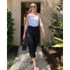 imageG4Free Capri Pants for Women Wide Leg Yoga Dress Capris with Pockets Cross Loose Casual Work Crop PantsBlack
