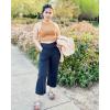 imageG4Free Capri Pants for Women Wide Leg Yoga Dress Capris with Pockets Cross Loose Casual Work Crop PantsBlack