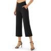 imageG4Free Capri Pants for Women Wide Leg Yoga Dress Capris with Pockets Cross Loose Casual Work Crop PantsBlack