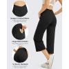 imageG4Free Capri Pants for Women Wide Leg Yoga Dress Capris with Pockets Cross Loose Casual Work Crop PantsBlack