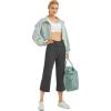 imageG4Free Capri Pants for Women Wide Leg Yoga Dress Capris with Pockets Cross Loose Casual Work Crop PantsCharcoal Heather