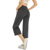 imageG4Free Capri Pants for Women Wide Leg Yoga Dress Capris with Pockets Cross Loose Casual Work Crop PantsCharcoal Heather