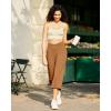 imageG4Free Capri Pants for Women Wide Leg Yoga Dress Capris with Pockets Cross Loose Casual Work Crop PantsCoca Mocha