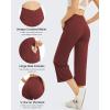 imageG4Free Capri Pants for Women Wide Leg Yoga Dress Capris with Pockets Cross Loose Casual Work Crop PantsDark Burgundy