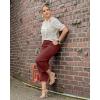 imageG4Free Capri Pants for Women Wide Leg Yoga Dress Capris with Pockets Cross Loose Casual Work Crop PantsDark Burgundy