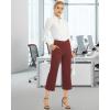 imageG4Free Capri Pants for Women Wide Leg Yoga Dress Capris with Pockets Cross Loose Casual Work Crop PantsDark Burgundy