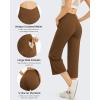 imageG4Free Capri Pants for Women Wide Leg Yoga Dress Capris with Pockets Cross Loose Casual Work Crop PantsDark Coffee