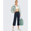 imageG4Free Capri Pants for Women Wide Leg Yoga Dress Capris with Pockets Cross Loose Casual Work Crop PantsDark Navy