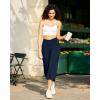 imageG4Free Capri Pants for Women Wide Leg Yoga Dress Capris with Pockets Cross Loose Casual Work Crop PantsDark Navy