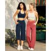 imageG4Free Capri Pants for Women Wide Leg Yoga Dress Capris with Pockets Cross Loose Casual Work Crop PantsDark Navy