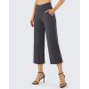 imageG4Free Capri Pants for Women Wide Leg Yoga Dress Capris with Pockets Cross Loose Casual Work Crop PantsDeep Grey