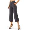 imageG4Free Capri Pants for Women Wide Leg Yoga Dress Capris with Pockets Cross Loose Casual Work Crop PantsDeep Grey
