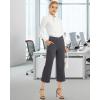 imageG4Free Capri Pants for Women Wide Leg Yoga Dress Capris with Pockets Cross Loose Casual Work Crop PantsDeep Grey