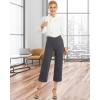 imageG4Free Capri Pants for Women Wide Leg Yoga Dress Capris with Pockets Cross Loose Casual Work Crop PantsDeep Grey