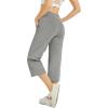 imageG4Free Capri Pants for Women Wide Leg Yoga Dress Capris with Pockets Cross Loose Casual Work Crop PantsGrey Heather
