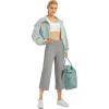 imageG4Free Capri Pants for Women Wide Leg Yoga Dress Capris with Pockets Cross Loose Casual Work Crop PantsGrey Heather