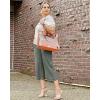 imageG4Free Capri Pants for Women Wide Leg Yoga Dress Capris with Pockets Cross Loose Casual Work Crop PantsGrey Sage
