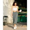 imageG4Free Capri Pants for Women Wide Leg Yoga Dress Capris with Pockets Cross Loose Casual Work Crop PantsGrey Sage