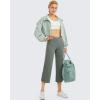 imageG4Free Capri Pants for Women Wide Leg Yoga Dress Capris with Pockets Cross Loose Casual Work Crop PantsGrey Sage