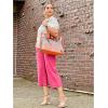 imageG4Free Capri Pants for Women Wide Leg Yoga Dress Capris with Pockets Cross Loose Casual Work Crop PantsHot Pink