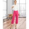 imageG4Free Capri Pants for Women Wide Leg Yoga Dress Capris with Pockets Cross Loose Casual Work Crop PantsHot Pink