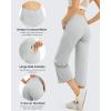 imageG4Free Capri Pants for Women Wide Leg Yoga Dress Capris with Pockets Cross Loose Casual Work Crop PantsLight Grey
