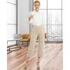 imageG4Free Capri Pants for Women Wide Leg Yoga Dress Capris with Pockets Cross Loose Casual Work Crop PantsLight Khaki