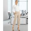 imageG4Free Capri Pants for Women Wide Leg Yoga Dress Capris with Pockets Cross Loose Casual Work Crop PantsLight Khaki