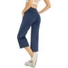 imageG4Free Capri Pants for Women Wide Leg Yoga Dress Capris with Pockets Cross Loose Casual Work Crop PantsNavy Heather