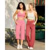imageG4Free Capri Pants for Women Wide Leg Yoga Dress Capris with Pockets Cross Loose Casual Work Crop PantsPink