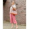 imageG4Free Capri Pants for Women Wide Leg Yoga Dress Capris with Pockets Cross Loose Casual Work Crop PantsPink
