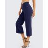 imageG4Free Capri Pants for Women Wide Leg Yoga Dress Capris with Pockets Cross Loose Casual Work Crop PantsRoyal Blue