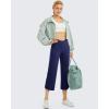 imageG4Free Capri Pants for Women Wide Leg Yoga Dress Capris with Pockets Cross Loose Casual Work Crop PantsRoyal Blue