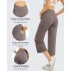 imageG4Free Capri Pants for Women Wide Leg Yoga Dress Capris with Pockets Cross Loose Casual Work Crop PantsTaupe