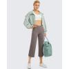 imageG4Free Capri Pants for Women Wide Leg Yoga Dress Capris with Pockets Cross Loose Casual Work Crop PantsTaupe