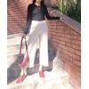 imageG4Free Capri Pants for Women Wide Leg Yoga Dress Capris with Pockets Cross Loose Casual Work Crop PantsWhite