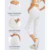 imageG4Free Capri Pants for Women Wide Leg Yoga Dress Capris with Pockets Cross Loose Casual Work Crop PantsWhite