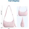 imageG4Free Crossbody Bag for Women Casual Hobo Bag Lightweight Shoulder Handbag Fashionable Nylon Crescent PursePink