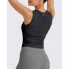 imageG4Free Lightbreeze Workout Tank Tops for Women Yoga Crop Top Side Ruched Sleeveless High Neck Athletic Gym Shirts SummerBlack